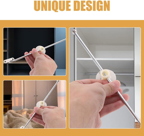 2pcs KALLORY Metal Lid Support Hinges for Flap Door, Heavy Duty Cabinet Stay Hinges with Screws, Kitchen and Bedside