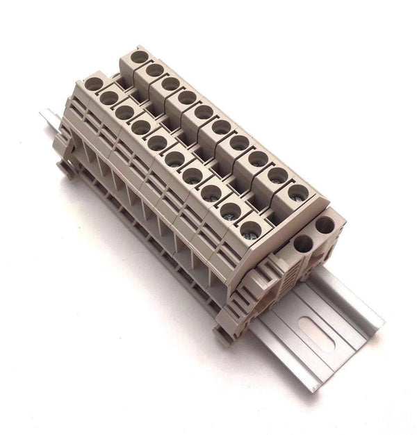 Dinkle Assembly DK6N 10 Gang Box Connector - DIN Rail Terminal Blocks, 8-20 AWG, 50 Amp, 600 Volt