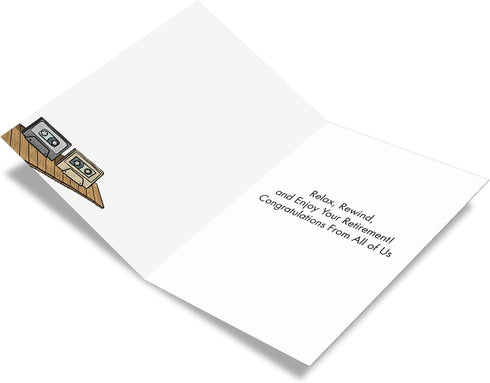 NobleWorks Funny Retirement Card with Envelope, Colorful Congrats Greeting - Cassette Decks C6971RTG-US