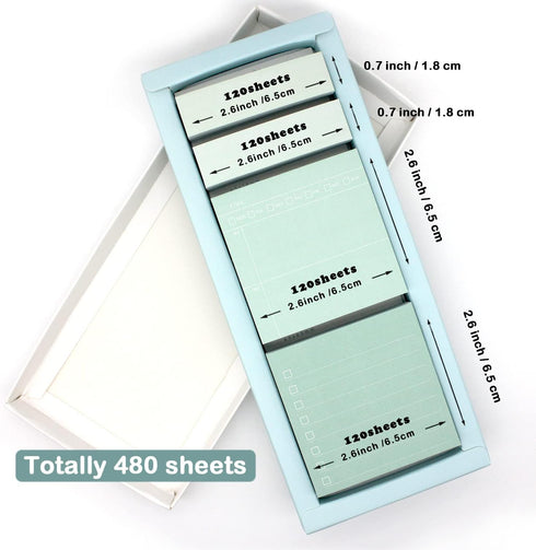 Lined Sticky Notes Set 240 Sheets Square Lined Sticky Notes Pads 240 Sheets Pastel Small Sticky Notes, 4 Pads/Pack (Blue)