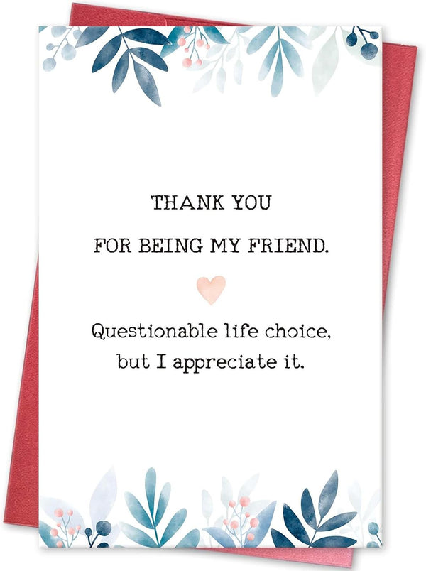 hvdler Heartfelt Friendship Card for Man Woman, Funny Thank You Card for Friends,