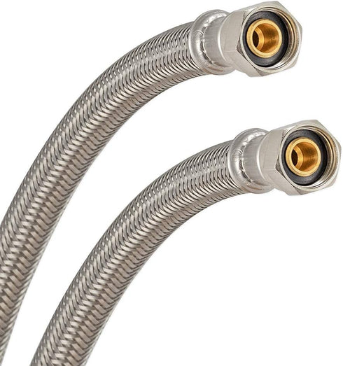 Eastman 16 Inch Flexible Faucet Connector Supply Line, Stainless Steel Braided Hose, 3/8 Inch Compression Outlet x 3/8 Inch Compression Inlet Connection, 48074 by Eastman