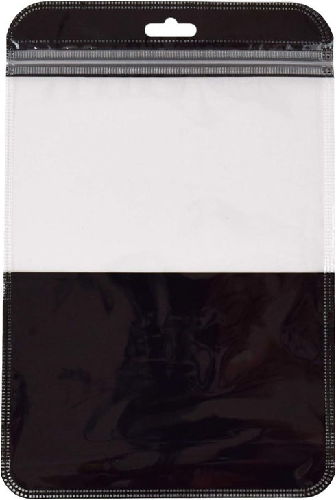 Clear Window Half Black Plastic Resealable Bags with Butterfly Hang Hole for