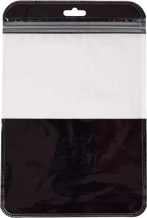 Clear Window Half Black Plastic Resealable Bags with Butterfly Hang Hole for
