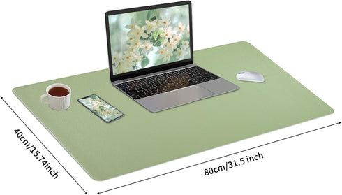 Decor(31.515.7 Inches) Light Green Desk Mat with Stitched Edges, Large Mouse Pad, Non-Slip Desk Protector Mat, Leather