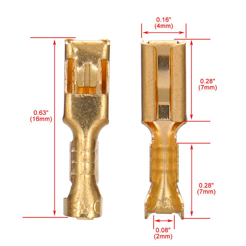 Baomain 0.11" Female Spade Quick Splice Crimp Terminals, Non Insulated, Pack of 100
