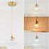 FONTA VERDE Vintage Pendant Lights Kitchen Island, Adjustable Brass Pendant Light Fixtures with Transparent Lily Glass
