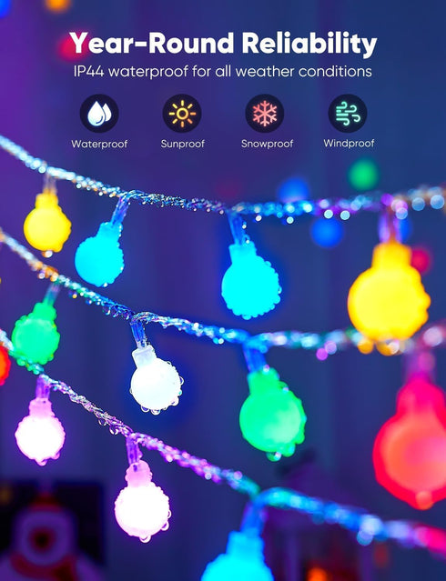 33 100 (16Color Minetom Color Changing Globe String Lights, Feet Led Fairy Lights Plug in with Timer Remote, Christmas