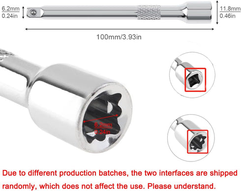 OriGlam 1/4" Drive Extension Socket Wrench, 4-Inch Ratchet Extender, Chromed Steel