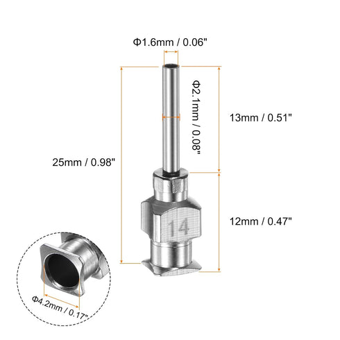 10pcs 14Gauge Stainless Steel Dispensing Needles, 1/2" All Metal Glue Needle Tube Blunt Tips Luer Lock for Thick Liquids, Ink, Glue, Lab Use