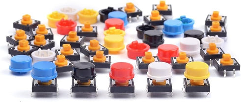 25Pcs Momentary Tact Tactile Push Button Switch 12x12x7.3mm Micro Switch 4 Pins SMD PCB with Cap for Arduino (Pack of