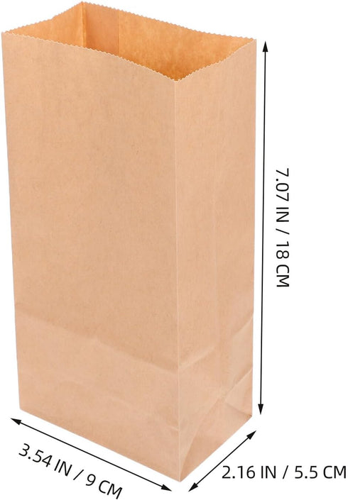 100pcs 18x9x5.5cm Packaging Kraft Paper Flat Bottom Bread Bags, Disposable Greaseproof Bakery Snack and Sandwich