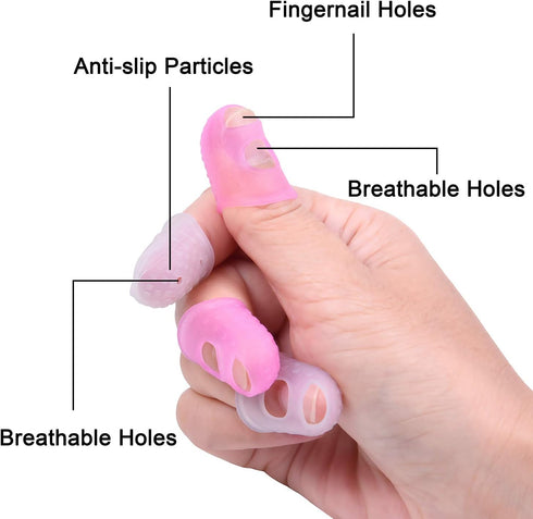 Wisdompro 16 Pcs Finger Tips, Silicone Thimble Fingertip Grips for Hand Sewing, Page Turning, Money Counting