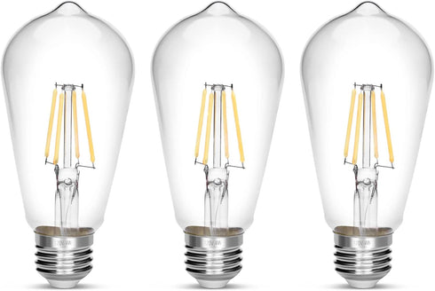 LED Edison Bulb 4W, Antique 40W Vintage E26 Light Bulb, Non-Dimmable, 450 Lumens, 5500K Cold White, 3 Pack
