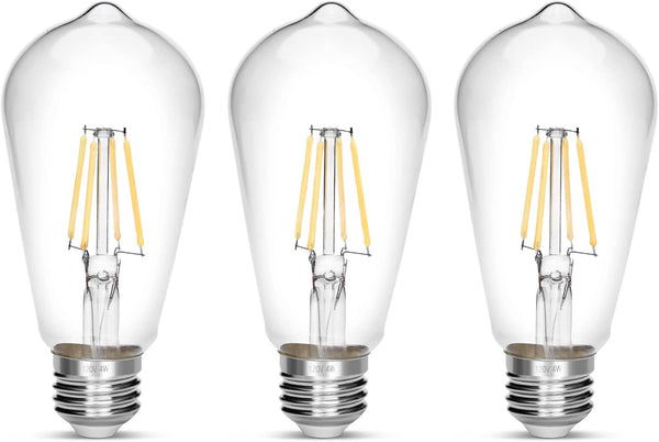 LED Edison Bulb 4W, Antique 40W Vintage E26 Light Bulb, Non-Dimmable, 450 Lumens, 5500K Cold White, 3 Pack