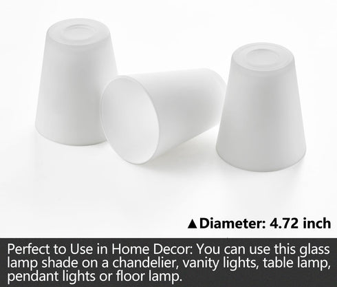 MIAOMEIO E26 1-5/8" 3-pack Fixture Replacement Frosted Glass Shade, Base with Fitter, Cone Replacement White Shades