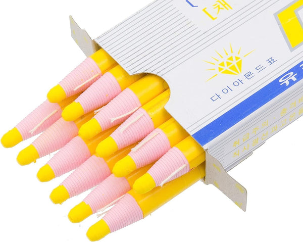 Peel-Off Yellow Grease Pencils/China Marker for Glass, Vinyl, Metal, 12 Pencils