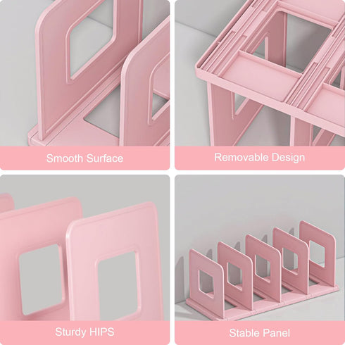 Marte Vanci 4 Slots Desktop File Sorter Organizer, Thickened Plastic Magazine Holder for Office Desk Kitchen Shelf