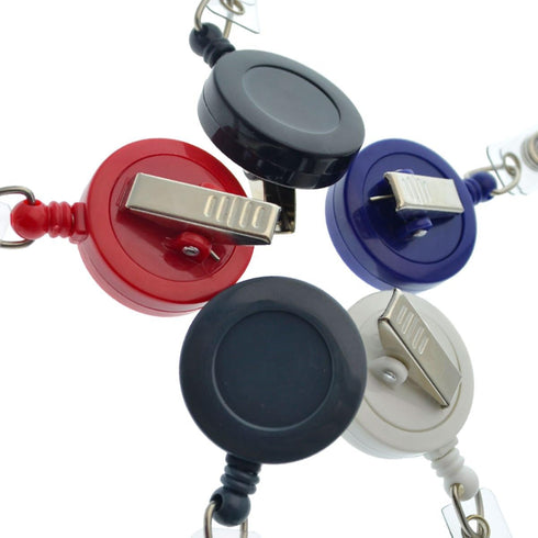 Specialist ID 15 Pack Premium Retractable ID Badge Reels, Solid Color Blanks with Nylon Key Pull String