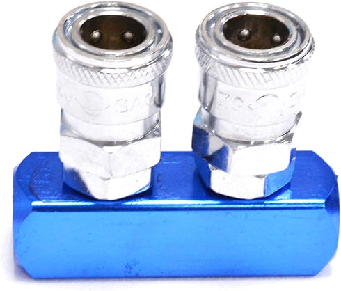 5 Way 8 Port Manifold Block Splitter, 1/4" Pneumatic Air Hose Inline Fitting for Air Compressor