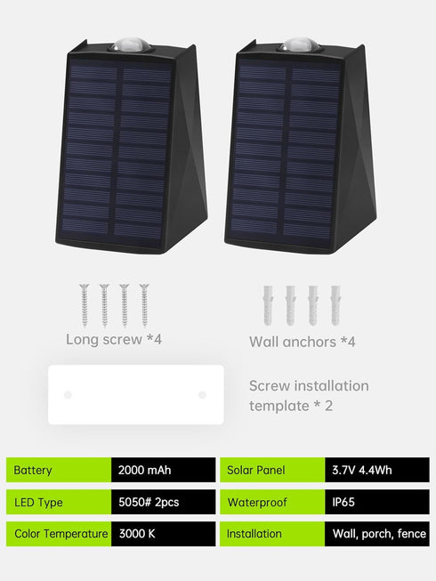 3000K Mrzxy Solar Wall Lights Outdoor Up Down Solar Sconce Lights Outdoor Powered Warm White Waterproof for Exterior