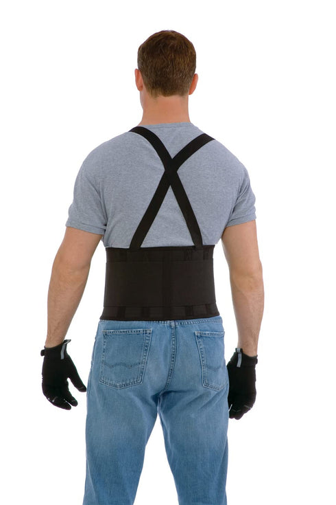 Cordova SB-XL Adjustable Back Support Belt, Black, X-Large, with Attached Suspenders