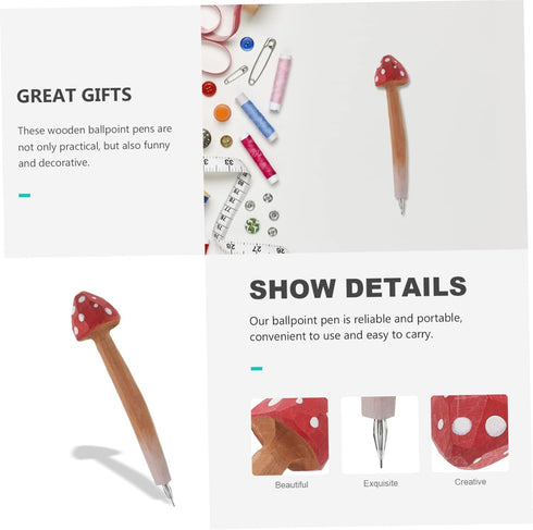 Ciieeo Mushroom Pens 5pcs, Cute Holiday Stuffers, Mushroom Fillers Classroom Ballpoint Pens for Party Favors
