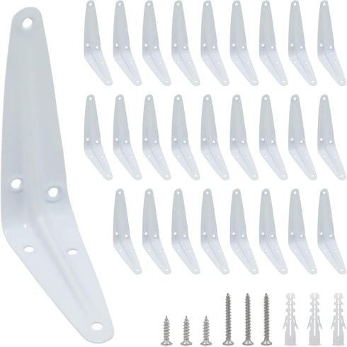 Mormchlots 24Pcs 4 x 3 Inch White Shelf Brackets, Heavy-Duty Metal Steel Corner