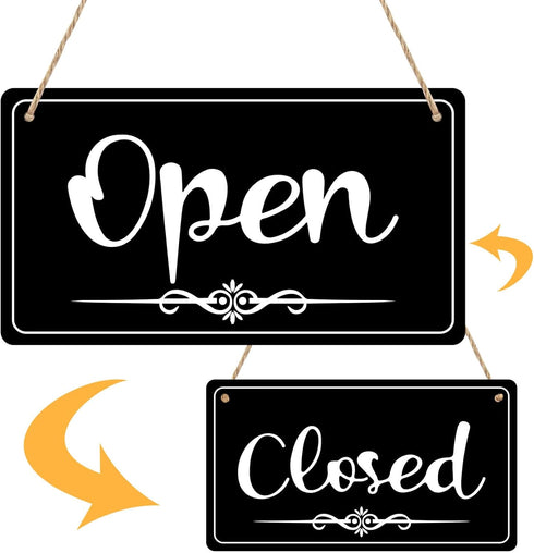CARGEN Open Signs - Double Sided Open Closed Sign with Rope, Business Hours Hanging for Walls Window Shop Bar Hotel