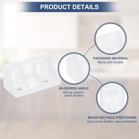 1.7"x0.8"x0.8" 10 PATIKIL Plastic Corner Braces, Pcs L-Shape Shelf Support Corner Brace Nylon Right Angle Brackets