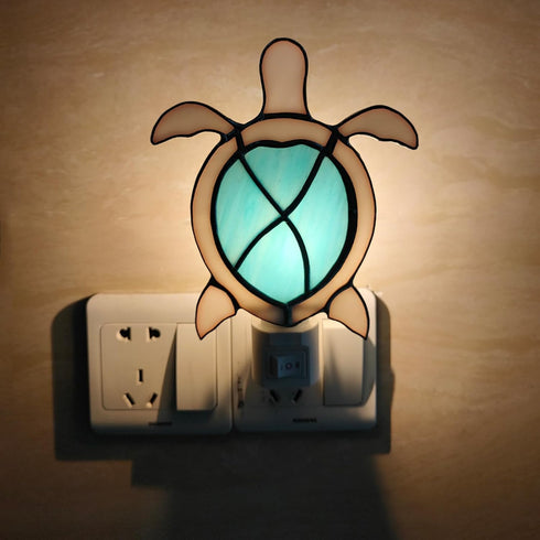 CHEZBABY Stained Glass Night Light Plug into Wall Accent Nightlight Lamp Decorative for Hallway Bedroom Kitchen Home