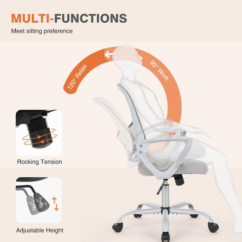Sweetcrispy Home Office Managerial Executive Chair, Ergonomic Mesh Adjustable Swivel Mid-Back Chair with Comfortable