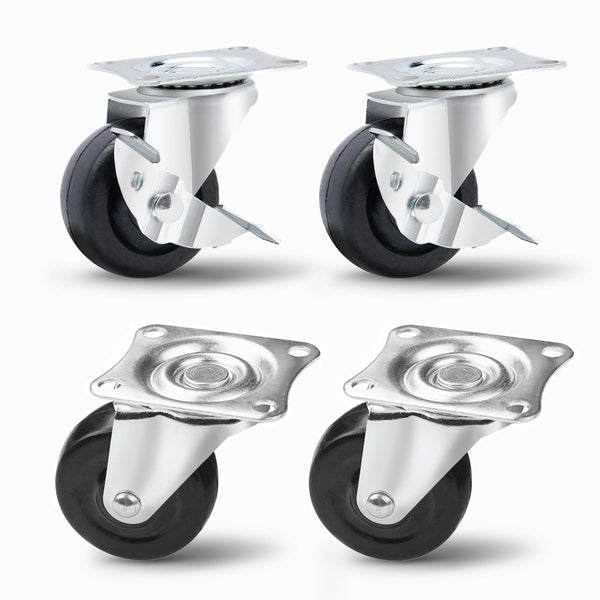 POWERTEC 2 Inch Swivel Caster Wheels Set of 4, Heavy Duty Plate Casters for Furniture