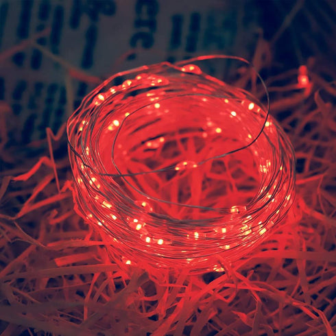 Outdoor Solar String Lights, 2 Pack 33ft 100L Solar Copper Fairy Lights,8 Modes Twinkle Lights Decor for Indoor Outdoor Patio Yard Trees Christmas Wedding Party (Red) by BEEWIN