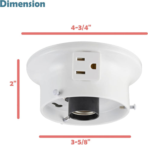 Aspen Creative 22103-03-1 Flush Mount Ceiling Fixture Shade Holder Kit, Matte White Finish, 3-5/8" Fitter, 4-3/4"