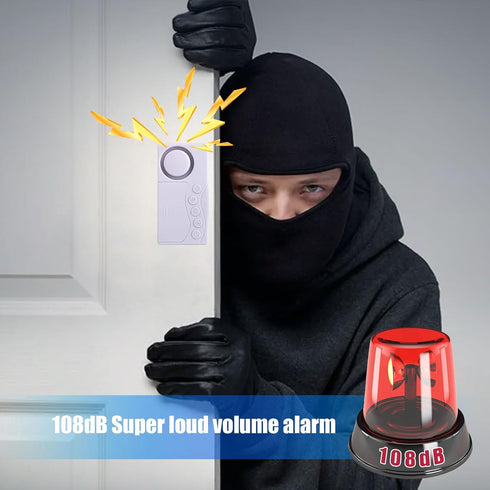 Freezer Door Alarm, 2Pcs Safety Window Alarm, Adjustable Delay Wire-Less Fridge 4-in-1 Sensor Chime Open Loud 108dB