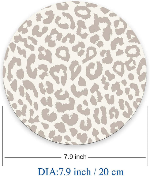 Nphuriy 7.97.90.12 inches Mouse Pad, Grey Leopard Mouse Pad, Washable Round Cloth Mousepad for Gaming Office Laptop