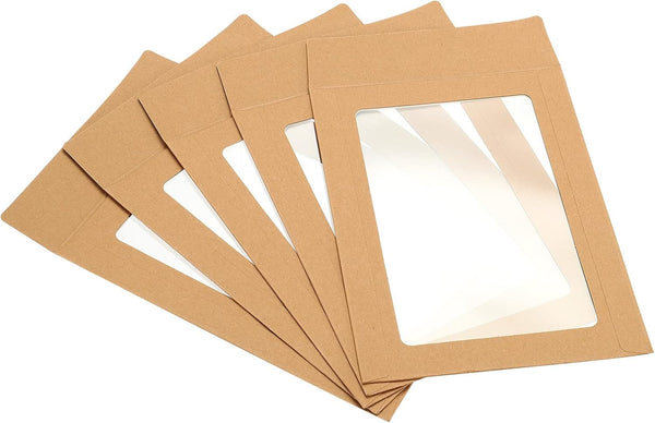 PATIKIL Full Face Window Envelopes 10 Pack 6'' Clear Double Sided for Mailing Statement Photos Catalogs