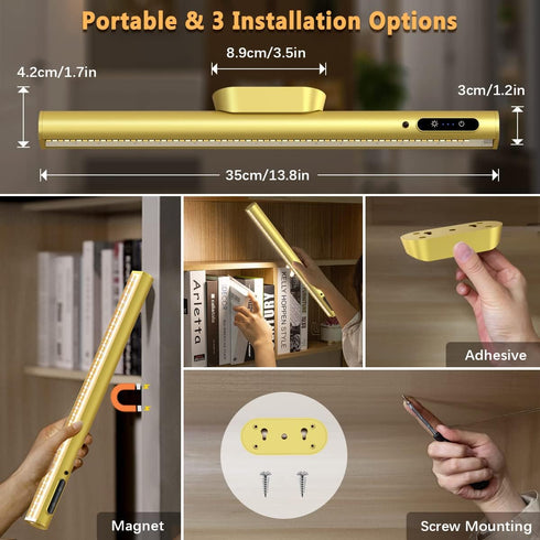 Dimmable Closet Hapfish Battery Powered Operated Wall Strip Lights, Rechargeable Magnetic LED Light Bar with Remote