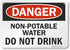 SmartSign "Danger - Non-Potable Water Do Not Drink" Sign | Aluminum 7" x 10"