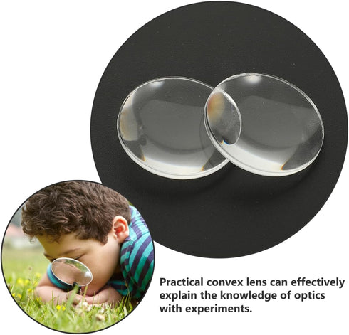 60Pcs 25mm Set iplusmile Optical Glass Double Convex Lens Ground-Edge Safety & Clear View for Light Experiments