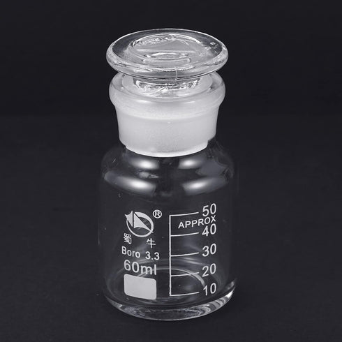 PATIKIL 60mL Reagent Media Bottle, 1Pcs Round Graduated Storage Bottle with Clear Cap for Home, Chemistry Lab