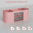 Marbrasse Desk Organizer Pen Holder with 3 Drawers, Multi-Functional Pencil Holder for Home, School, Classroom (Pink)