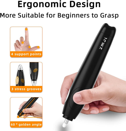 Electric Eraser for Artists, 140 Eraser Refills, Rechargeable for Drawing (Black)