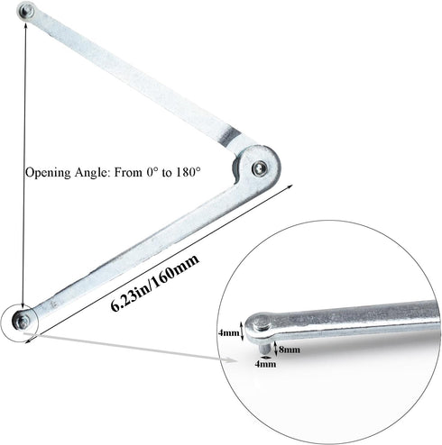 Universal Adjustable Angle Grinder Wrench, Grinder Wrench Pin Spanner Plier Set for Round Nuts (4mm), Silver