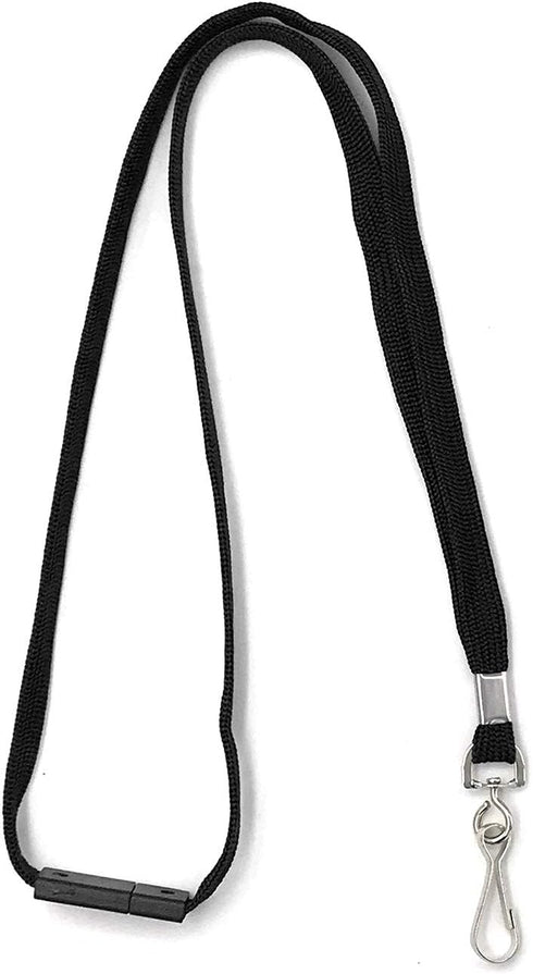 Beebel Breakaway Lanyards, Black Neck Straps with Swivel J Hook for Badge ID Card Holder
