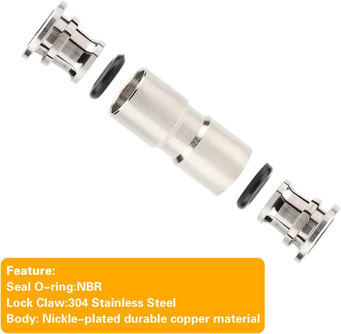10mm Union Straight Push to connect fittings Stainless Steel Pneumatic Push Connectors,CEKER 10mm x 10mm Tube Quick Connect Fittings Air Line Fittings for 10mm Tube 2Pack by CEKER