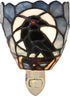 Bieye L12022 Tiffany Style Stained Glass Raven Plug-in Night Light Gothic Crow