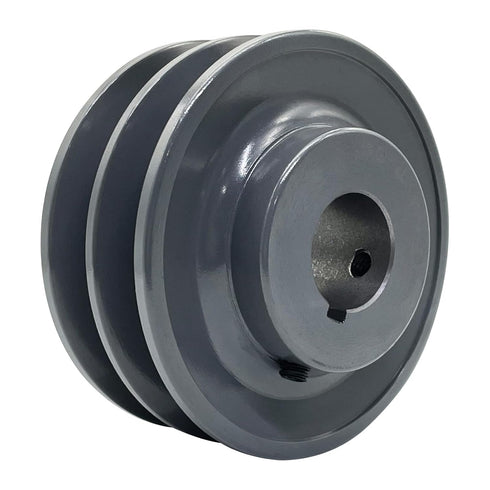 2BK45-1-1/8 V Belt Pulley, 4.25'' OD 1-1/8'' Bore, Cast Iron Material, BK Double Groove for "4L" or "A" Belts and "5L"