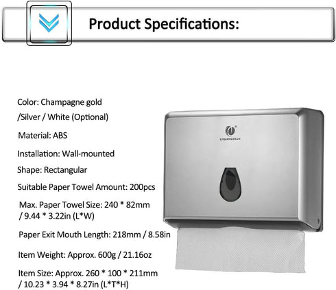Wall-Mounted Silver Paper Towel Dispenser - BBX Lephsnt